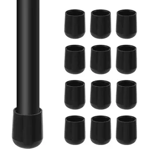 Hardware tools 12pcs 3/4" Black Folding Chair Leg Caps Plastic Chair End Caps Furniture Leg Feet Covers Chair Leg Floor Protectors from Hardwood Floor (19mm)