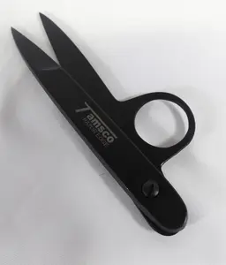 Thread Snips – Black Sewing Scissors with Adjustable Screw | All-Steel Spring Nippers for Fabric, Embroidery & Quilting | Sharp Cutter with Protective Rubber Cover