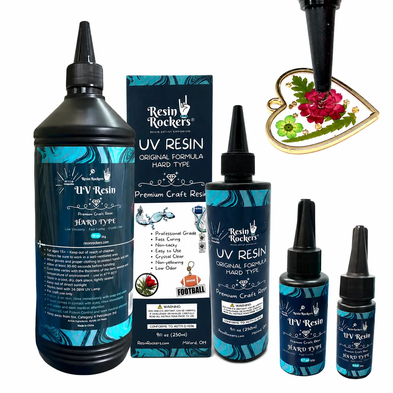 Resin Rockers UV Resin Original Crystal Clear Hard Type Ultra Fast Curing for Jewelry Making & DIY Kits