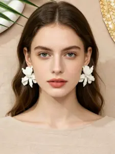 Fashion Valentine's Day New Large Geometric Folded Painted Flower Earrings, Vintage Elegant Women's Jewelry, Multifunctional Statement Ear Rings