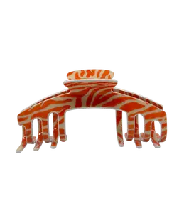 The Zoey Orange zebra hair clip with eye-catching stripes that add a wild, energetic vibe designed for adjustable hats