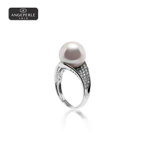 ANGEPERLE S925 Silver Freshwater Pearl "Gabrielle" Ring 12-13mm TSJ275