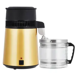 Garvee 4L Stainless Steel Water Distiller with 1.1 Gallon Capacity, 750W Power, Auto Shut-Off Feature, Glass Container Included, Ideal for Home, Kitchen, Office, and Laboratory Use