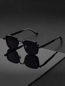 Men's Retro Steampunk Square Metal Frame Glasses, Spring Hinges Decorative Pieces, Perfect for Events Parties Holidays