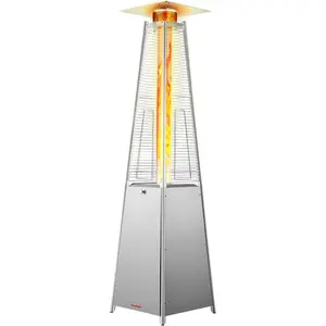 VEVOR Patio Heater for Outdoor Use, 48000BTU Pyramid Propane Heater w/Wheels, Quartz Glass Tube Outdoor Patio Flame Heater for Patio, Party, Backyard, Garden, Decoration, Hammered Bronze