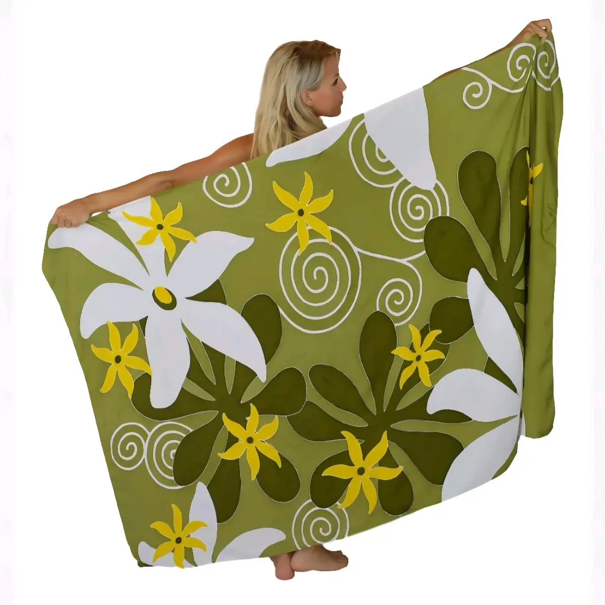 Hand-painted batik sarong - Olive 224