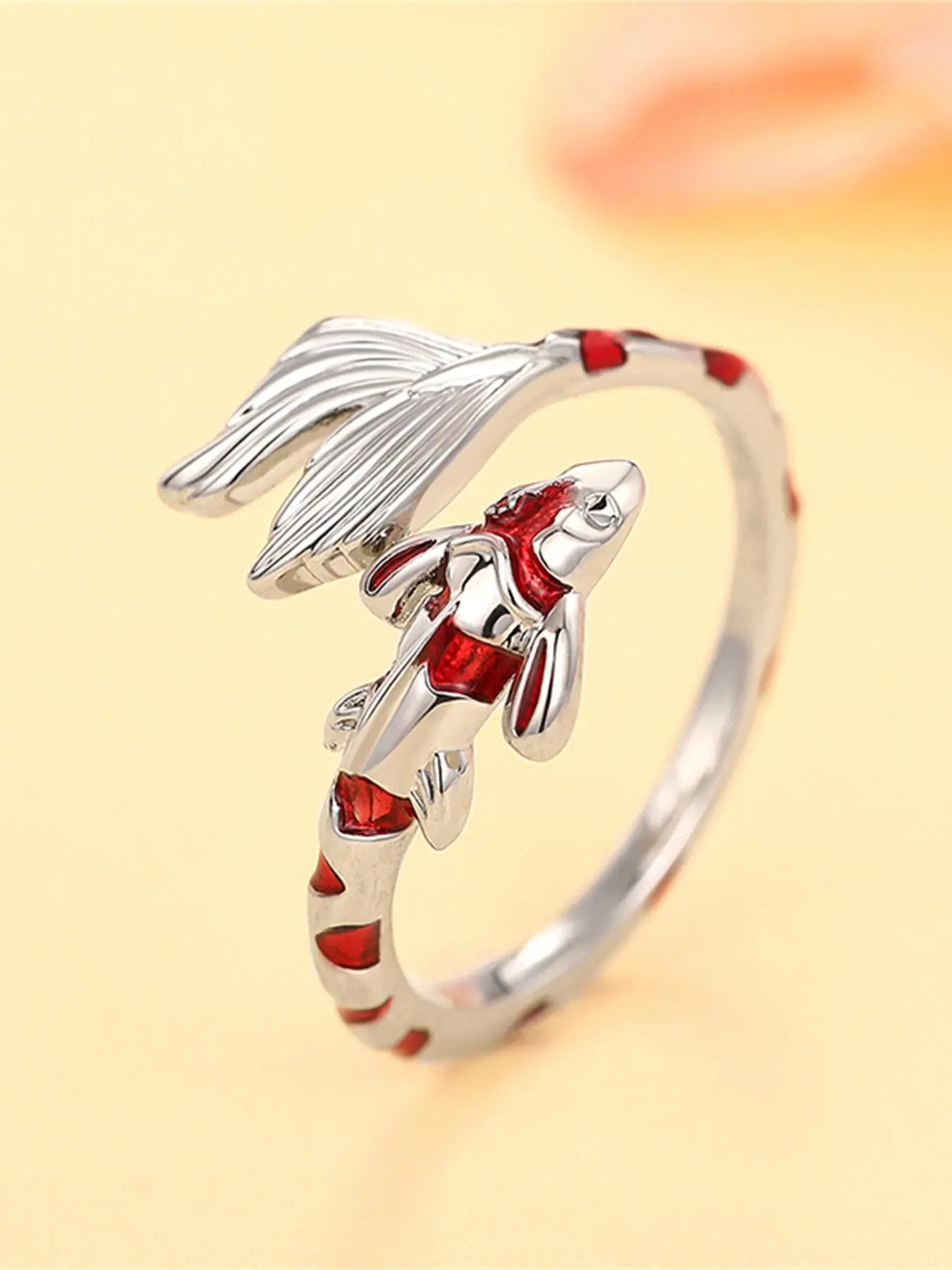 Cute Fish Design Cuff Ring, Fashion Accessories for Women & Girls, Trendy All-match & Exquisite Jewelry for Birthday Gift, Statement Multi Ring, Vintage Rings Jewelry, Fashionable Jewelry