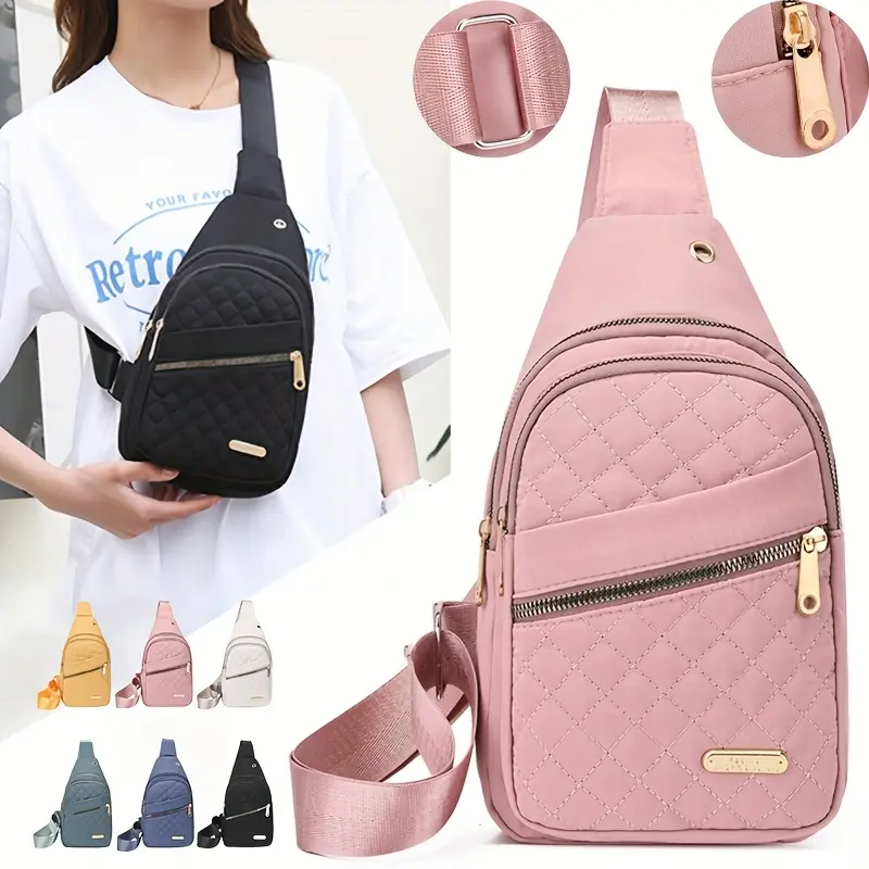 New Women's Chest Bag, Stylish Casual Nylon Sports Shoulder Backpack, Lightweight Small Phone Crossbody Bag Suitable for Outdoor Walking Travel Daily Commute