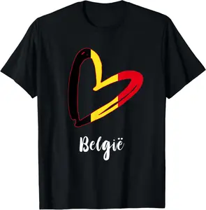 100%cotton Belgie Belgian Roots Heart Belgique Belgium Belgian Flag T-Shirt