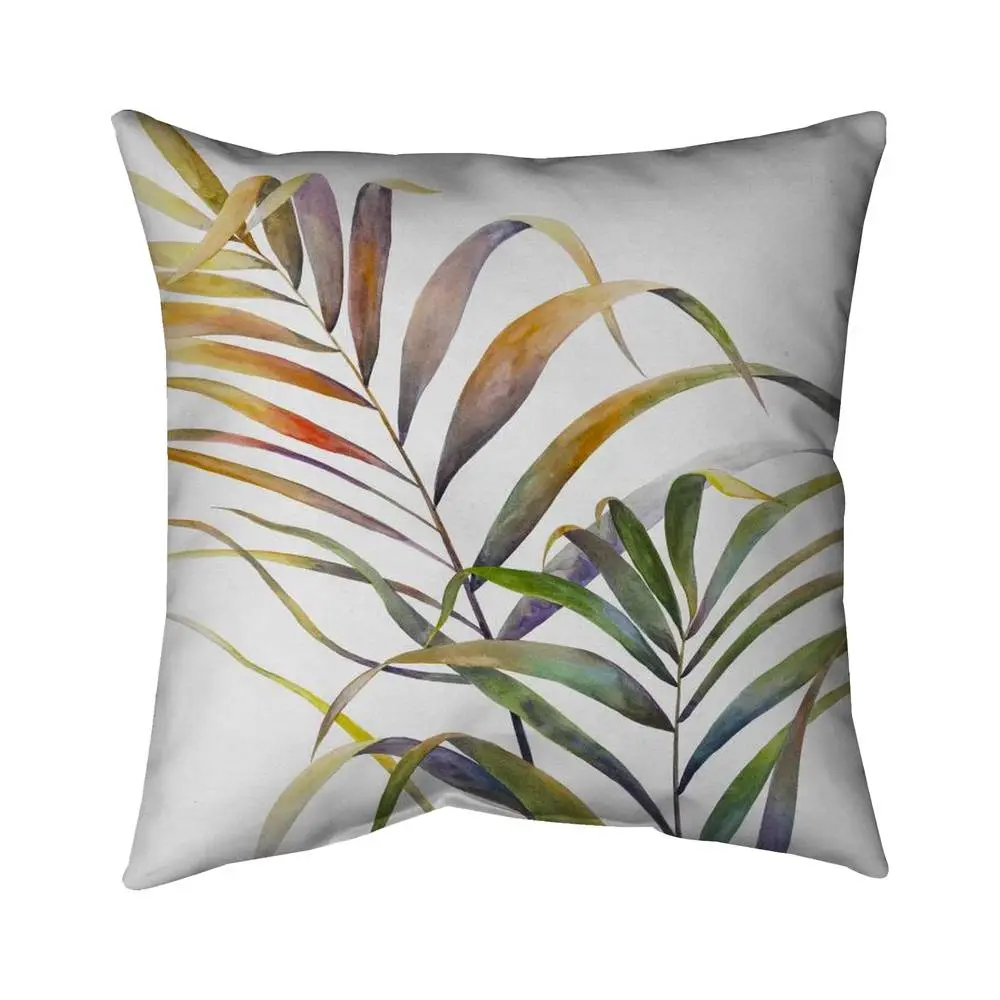 Begin Home Decor 5542-2020-FL132 20 x 20 in. Watercolor Tropical Palm Leaves Throw Pillow - Home Decor