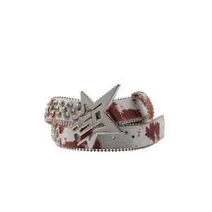 Normandie Brown Rhinestones Rockstar Logo Belt