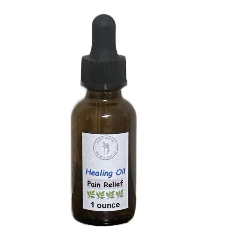 Herbal Blend Healing Oil for Pain & Anxiety Relief 1 Ounce Dropper Bottle Organic Therapeutic Formula