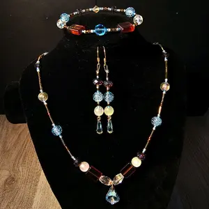 Gabriela Haller HigherKii Artique Beachside Jewelry Set with Tear Drop Pendant and Beaded Necklace Set