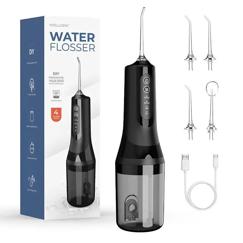 Portable Rechargeable Electric Water Flosser, Cordless Water Flosser, Water Dental Flossers, 1 Box Wireless Oral Irrigator with Replacement Heads, Oral Care Tool for Home & Travel
