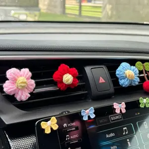Crochet Flower Car Accessory Vent Clip | Cute Car Decor | Car Air Freshener | Diffuser | Gift For Her