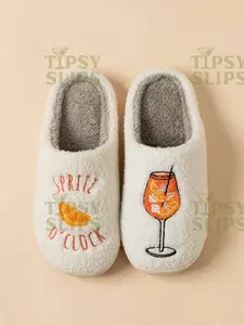 Aperol Spritz Slippers - Fuzzy Plush Cocktail House Shoes