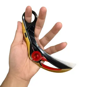 Zinc Alloy Karambit Knife Prop, 16.5cm Unsharpened Role-Playing Weapon, Gold Style, Halloween, Gaming Enthusiasts
