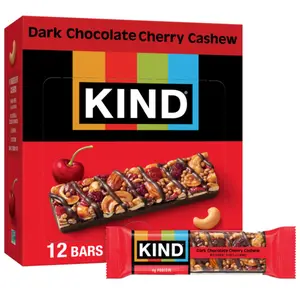 KIND Nut Bars, Dark Chocolate Cherry Cashew, Healthy Snacks, Gluten Free, 4g Protein, 12 Count