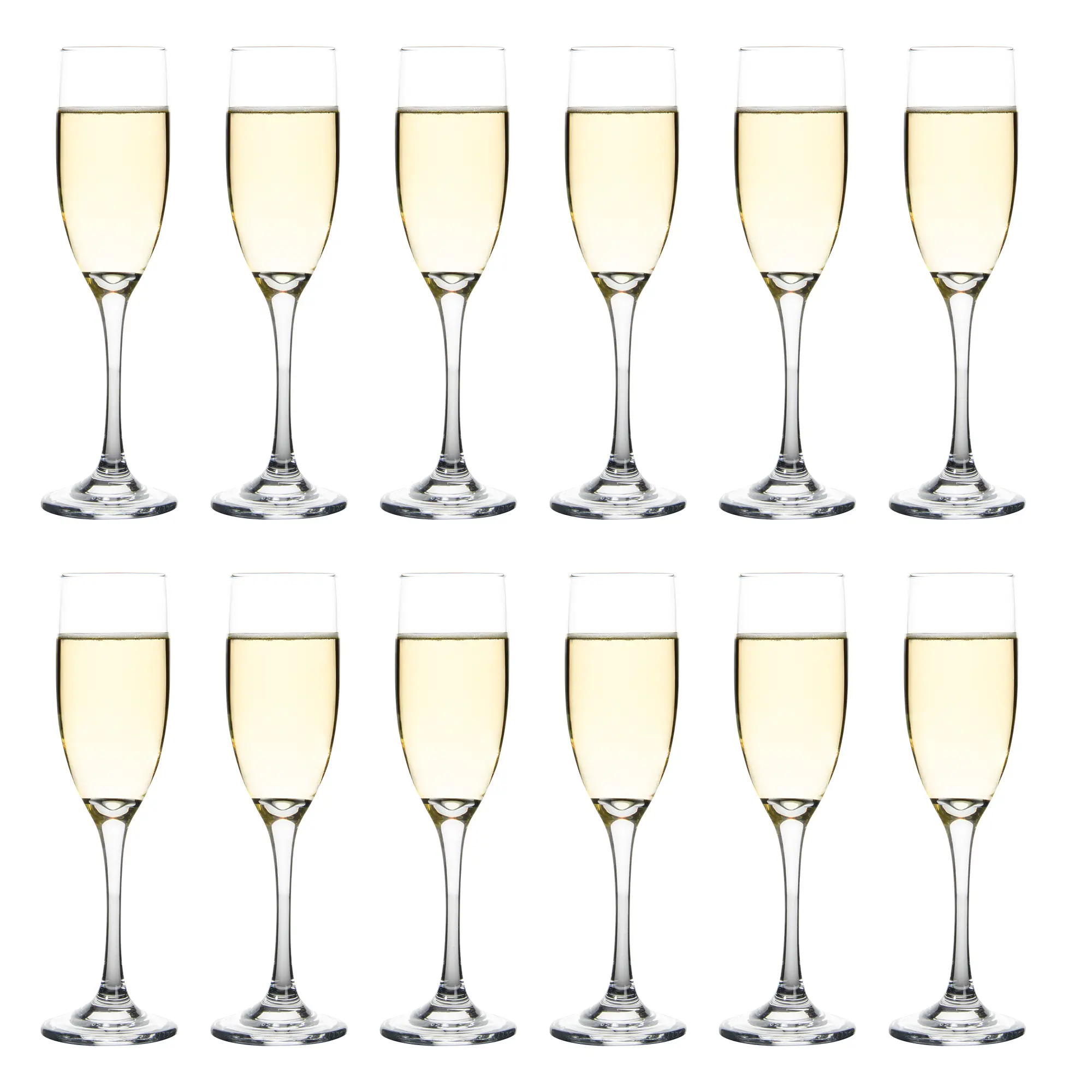 12pcs, 6 oz Champagne Tall Wine Glasses Set, Classic Durable Long Stem Crystal Clear Glasses, Lead-Free Tall Glasses, Perfect for Family, Wedding, Party Christmas.  Clear Drinkware