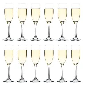 12pcs, 6 oz Champagne Tall Wine Glasses Set, Classic Durable Long Stem Crystal Clear Glasses, Lead-Free Tall Glasses, Perfect for Family, Wedding, Party Christmas.  Clear Drinkware