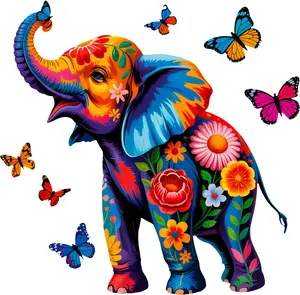 DTF Transfer – Elephant Butterfly Multi Sizes (AN-EL001)