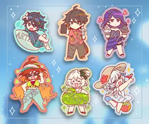 Beach Impact! Genshin Impact Anime Vinyl Sticker Decals