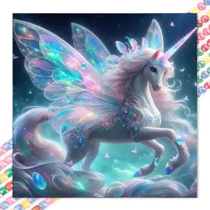 1 DIY diamond painting kit, 5D diamond art kit, DIY decoration, unicorn fairy diamond painting kit with full round diamonds, mosaic, diamond art, DIY art home decoration, suitable for Christmas.