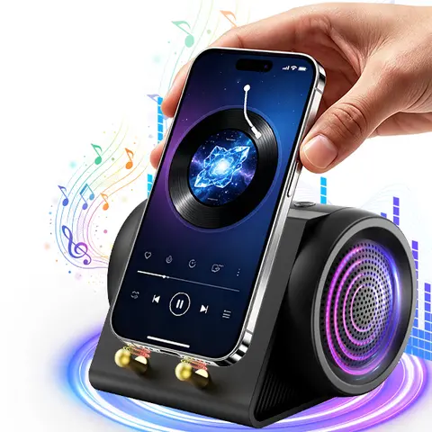 XHJ Compact Portable Wireless Bluetooth Speaker with 3-in-1 Smartphone-Tablet Holder, USB-C Rechargeable Portable Audio System, Included Batteries, PC/Mobile Compatible, for Home & Car Use, Ideal Gift for Family, For Smartphones Or Tablets