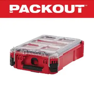 Milwaukee PACKOUT 5-Compartment Small Parts Organizer 48-22-8435 - Red, Durable Design, Ideal for Tool Organizer Storage