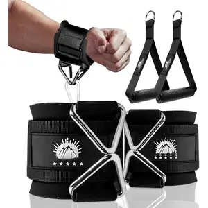 Gym Handles & Wrist Cuffs Set - Heavy-Duty  Machine Attachments for Lateral Raises, Strength , Resistance Workouts & Pull Exercises, Padded Grip & Adjustable Straps