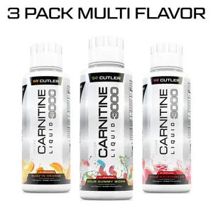 【stock up】Cutler 3 Pack Multi Flavor Carnitine Liquid 3000 Energy Sport Beverage Drink Variety Pack US Edition