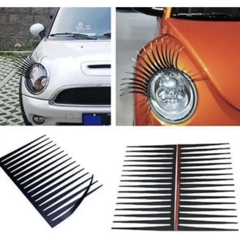2Pcs Cute Headlight Eyelashes 3D Auto Car Truck Styling Vinyl Decal Car Stickers Vehicle Exterior Decoration High-Quality Vinyl Materials Easy Application Unique Design
