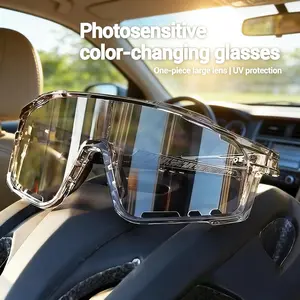 Photochromic Sports Sunglasses, UV Light Adaptive Color-Changing Lenses, Windproof Sand-Resistant Eyewear for Hiking, Cycling, Fishing & Outdoor Travel