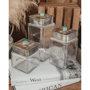 RUSTIC SILVER STAMPED CANISTERS