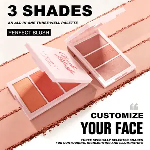 HANDAIYAN All-in-One Cream & Powder Face Palette - 3-in-1 Multi-use Blush, Eyeshadow, Lipstick & Contour Trio, Hybrid Long-wear Sculpting Kit