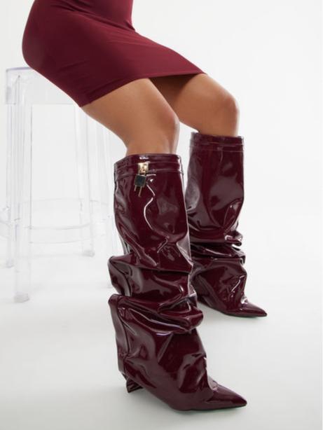 Atlas Patent Overlay Boots - Burgundy