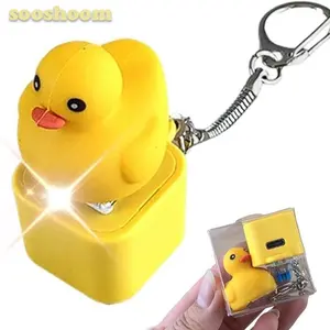 Duck Quack Key Chain, Funny Creak Duck Cap Key Chain, USB Rechargeable, Button Creak Duck soundboard  keychain