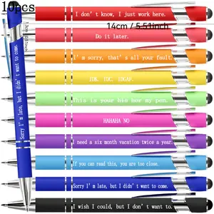 10 Pcs Stylish Funny Quote Ballpoint Pens, Witty Saying Office Pens, Aesthetic Pens, Cute Novelty Gifts for Coworkers, Friends & Classmates, Perfect for Office Desks & School Supplies, Ballpoint Pen Set