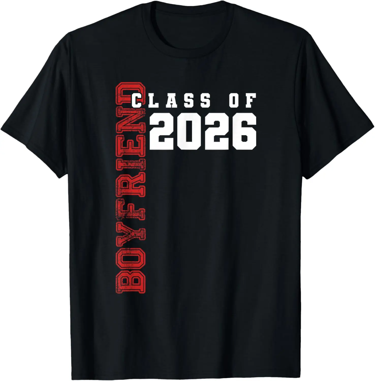 Women's Funny Graduation T-Shirt, Proud Boyfriend of 2026 Graphic Print, Casual 100% Cotton Streetwear with Short Sleeves, Everyday