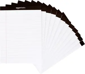 Wide Ruled Lined Writing Note Pads for Office Supplies, 8.5" x 11.75", White, 12-Pack of 50 Perforated Sheets