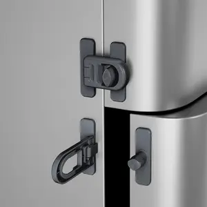 2 Pack Child Proof Refrigerator Lock with Sticky Adhesive Pads, kids Safety Locks for Doors, RV Refrigerator, Oven Lock Safety Baby Cabinet Locks, Grey