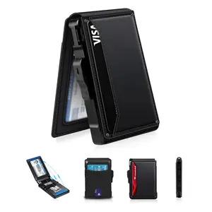 Men’s Minimalist Wallet, Wallets for Men, Holds 9–13 Cards, Compact Bifold Design with Money Clip & ID Window, RFID Blocking Pop-Up Aluminum Card Holder, everyday purse