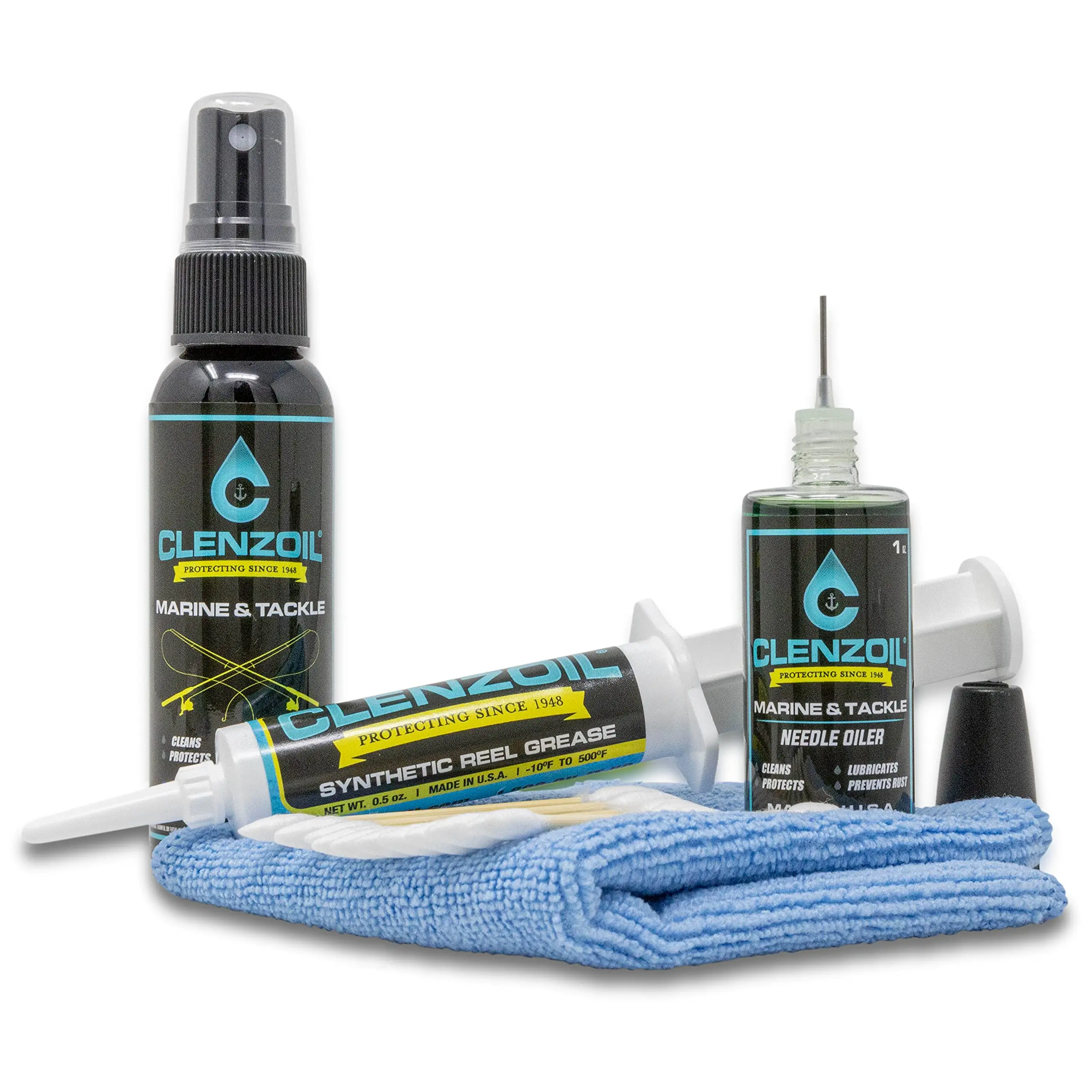 Clenzoil Marine & Tackle Kit for Reel Care - Fishing Reel Oil & Grease Cleaning Set for Freshwater & Saltwater Maintenance