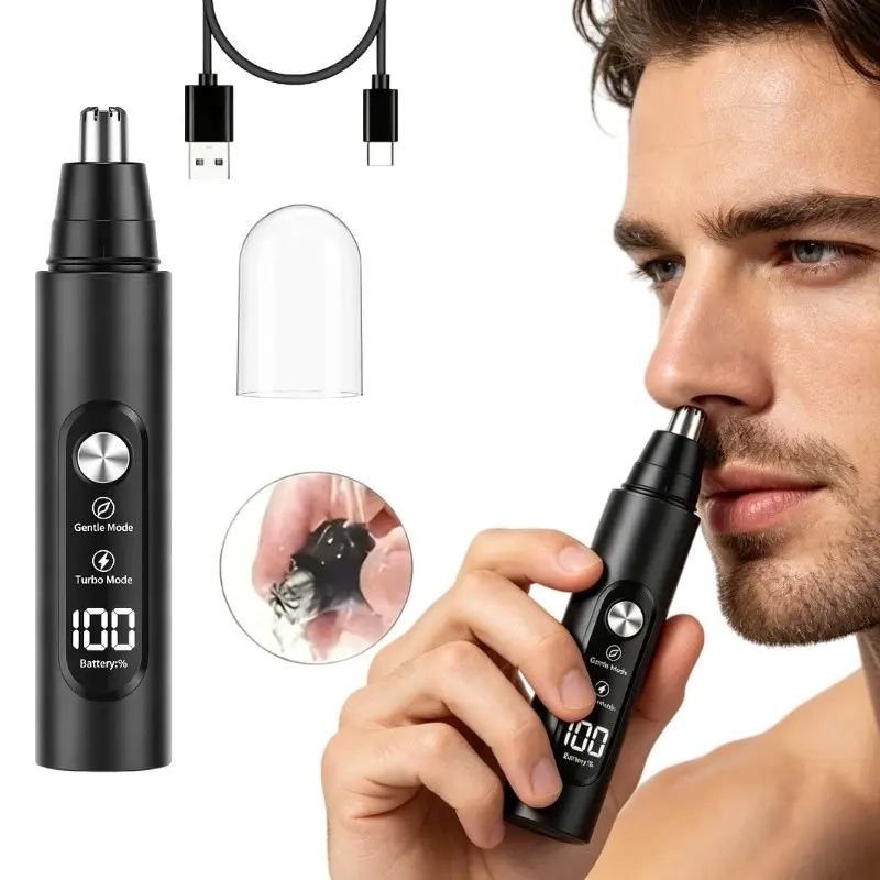 New Electric Nose Hair Trimmer, Portable, Standard-Turbo Mode, Suitable for Men and Women, Hair-Safe, Pain-Free, Stylish and Simple, USB Rechargeable, Ideal for Trimming Nose Hair, Eyebrows, and Ear Hair, Cordless Nose Trimmer