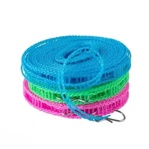 3 Rolls Indoor/Outdoor Clothes Drying Line, 196.85 Inches Long, No-Drill Installation, Multi-Purpose Magic Clothesline for Home & Travel, Windproof & Non-Slip