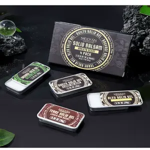 Men's Portable Perfume Stick Set, Fragrance Perfume, Long-lasting Solid Cologne Floral Woody Scent, Pocket-sized Body Balm Gift Box, 4-piece set