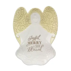 Young's Inc. Blessed Angel Ceramic Christmas Gi ft Plate