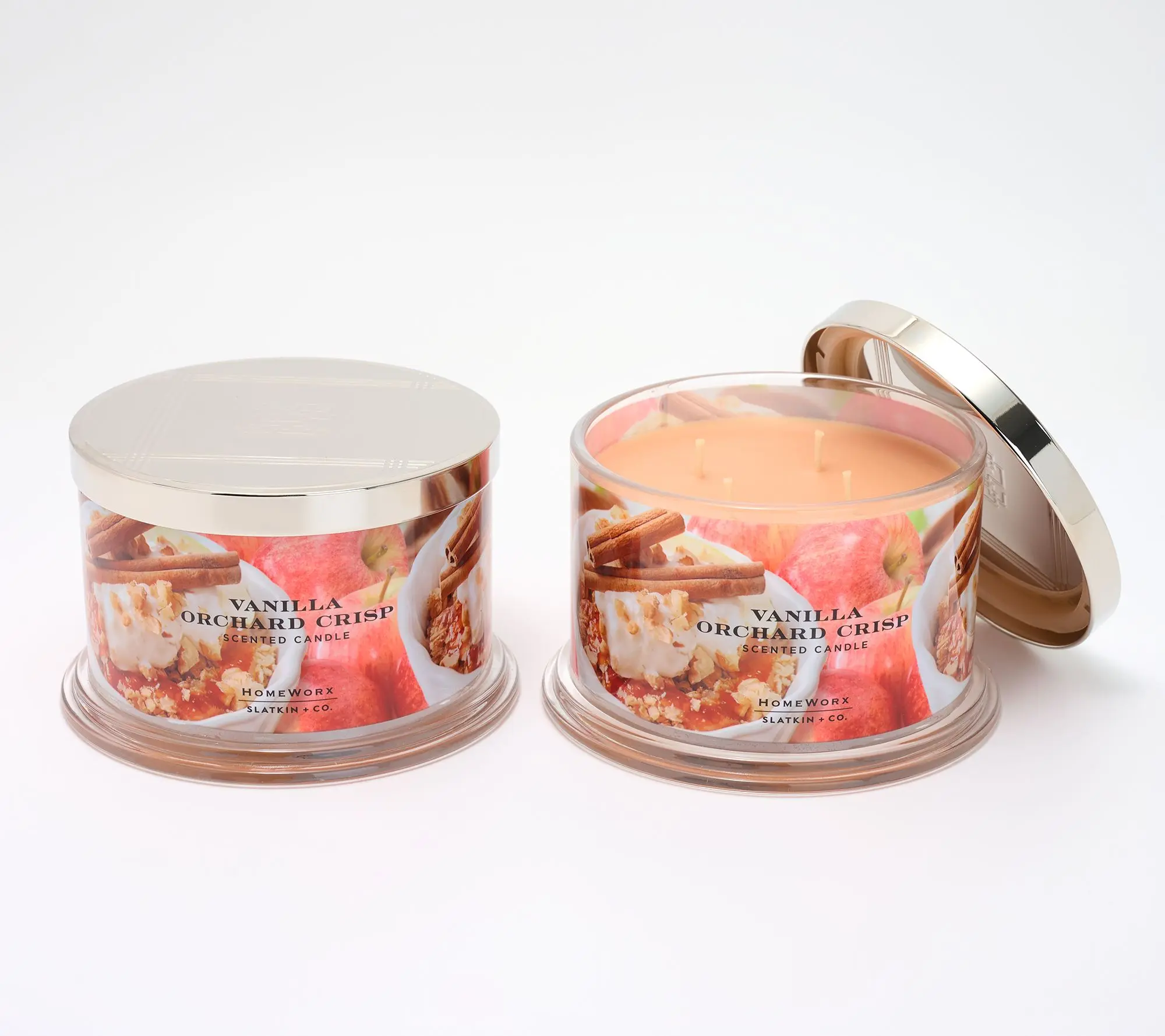 HomeWorx by Slatkin + Co. S/2 18oz Candles-Vanilla Orchard Crisp