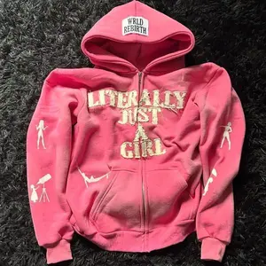 American Y2K hip-hop letter 3D printed hoodie personality street men and women loose zipper cardigan top Menswear Sweatshirts