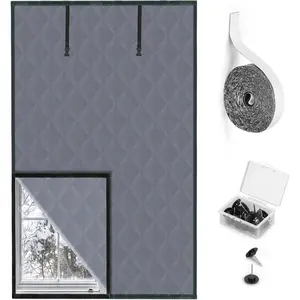 63" x 39" 3-Layer Thermal Insulated Winter Window Cover, Oxford Gray Window Insulation Kit, Insulated Window Blanket for Keeping Warm in Cold Weather